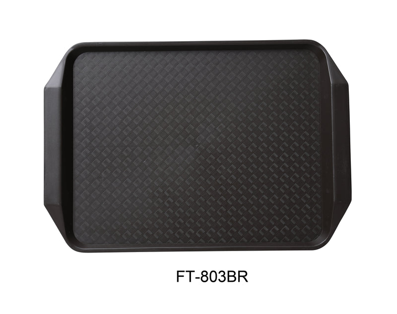 Yanco FT-803BR Serving Trays 17" X 12" FAST FOOD TRAY WITH  HANDLE BROWN, Shape: Rectangular, Color: Brown, Material: Plastic, Pack of 24