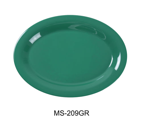 Yanco MS-209GR Mile Stone Oval Platter, Shape: Oval, Color: Green, Material: Melamine, Pack of 24