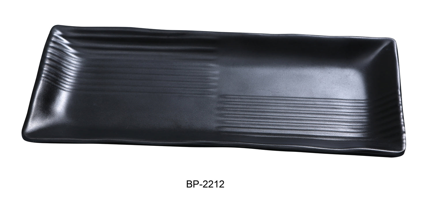 Yanco BP-2212 Black pearl-1 Rectangular Plate, Shape: Rectangular, Color: Black, Material: Melamine, Pack of 24