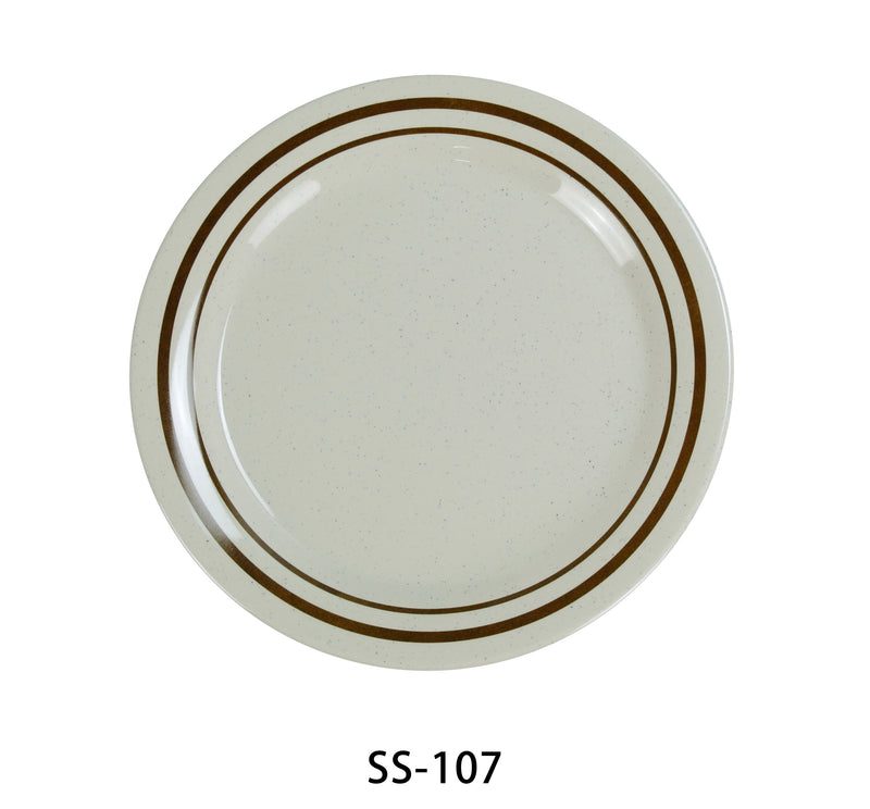 Yanco SS-107 Sesame Round Dinner Plate, Melamine, Pack of 48 (4 Dz)