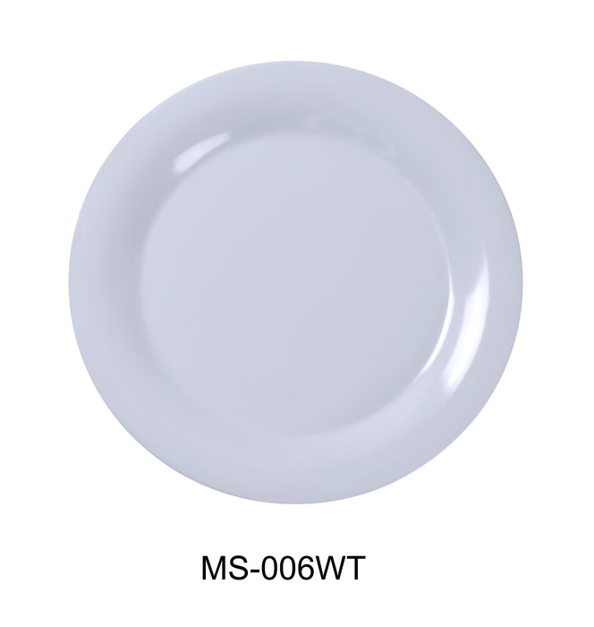 Yanco MS-006WT Mile Stone Wide Rim Round Plate, Shape: Round, Color: White, Material: Melamine, Pack of 48