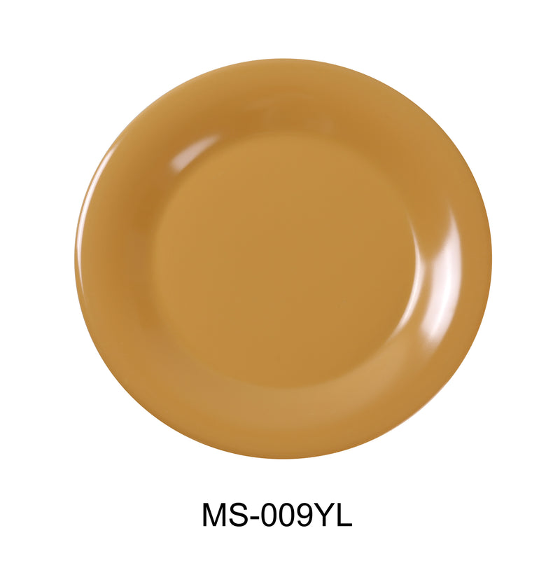 Yanco MS-009YL Mile Stone Wide Rim Round Plate, Shape: Round, Color: Yellow, Material: Melamine, Pack of 24