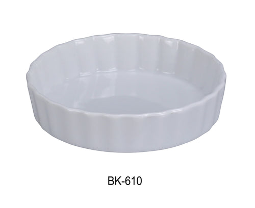 Yanco BK-610 Accessories 10 1/2" QUICHE DISH 42 OZ, Shape: Round, Color: White, Material: China, Pack of 12