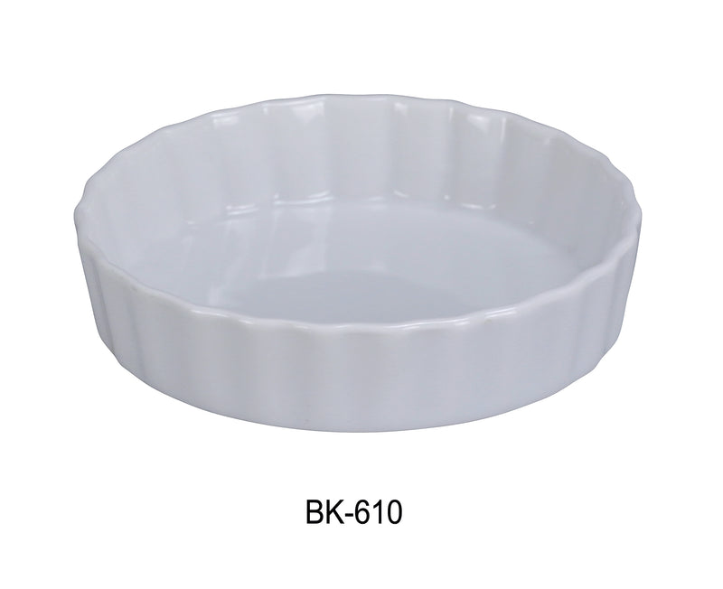 Yanco BK-610 Accessories 10 1/2" QUICHE DISH 42 OZ, Shape: Round, Color: White, Material: China, Pack of 12