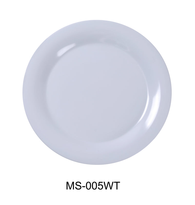 Yanco MS-005WT Mile Stone Wide Rim Round Plate, Shape: Round, Color: White, Material: Melamine, Pack of 48