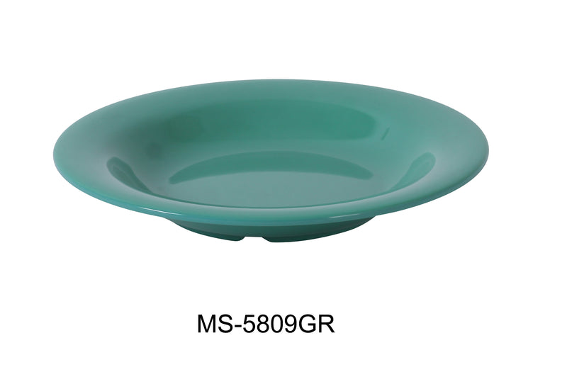 Yanco MS-5809GR Mile Stone Pasta Bowl, Shape: Round, Color: Green, Material: Melamine, Pack of 24