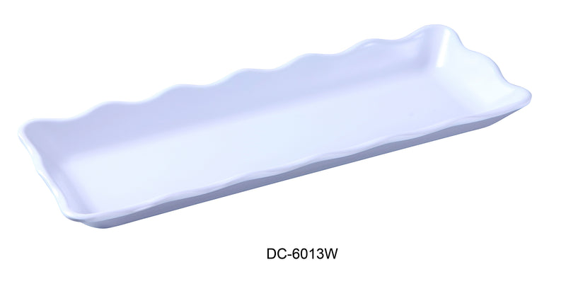 Yanco DC-6013W Deli Collection Scallop Edged Display Tray, Shape: Rectangular, Color: White, Material: Melamine, Pack of 12