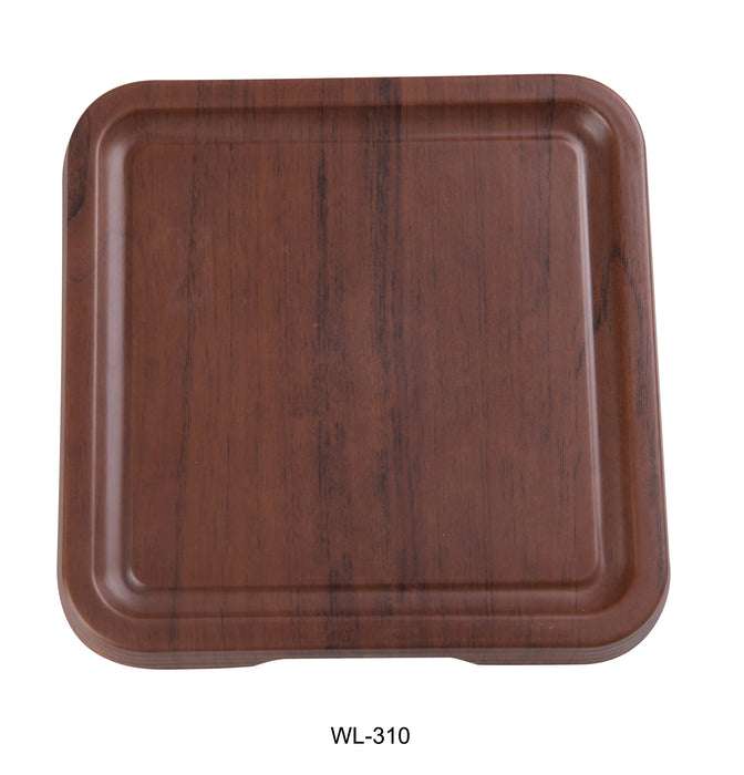 Yanco WL-310 Woodland 9 1/2" X 1" Square Tray With Foot, Melamine, Pack of 12 (1 Dz)