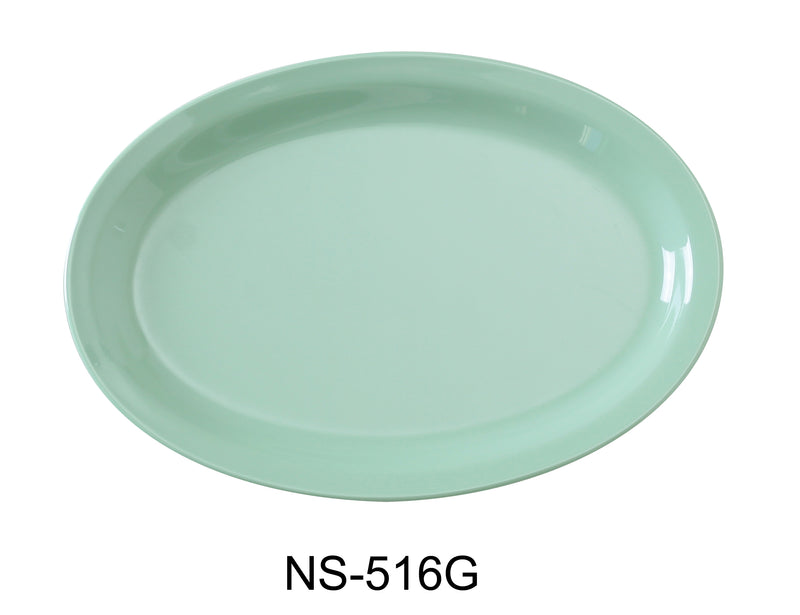 Yanco NS-516G Nessico Oval Platter with Narrow Rim, Shape: Oval, Color: Green, Material: Melamine, Pack of 12