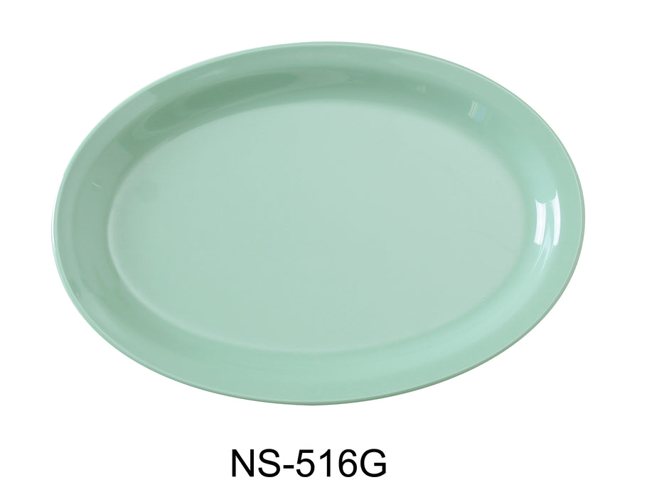 Yanco NS-516G Nessico Oval Platter with Narrow Rim, Shape: Oval, Color: Green, Material: Melamine, Pack of 12