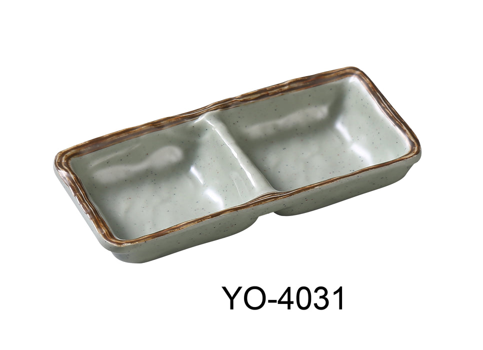 Yanco YO-4031 Yoto 6" X 2 3/4" X 3/4" Double Sauce Dish, Melamine, 5 Oz Each, Pack of 48 (4 Dz)