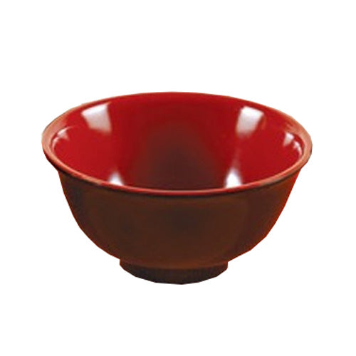 Yanco CR-130 Black and Red Two-Tone Rice Bowl, Shape: Round, Color: Black and Red, Material: Melamine, Pack of 48