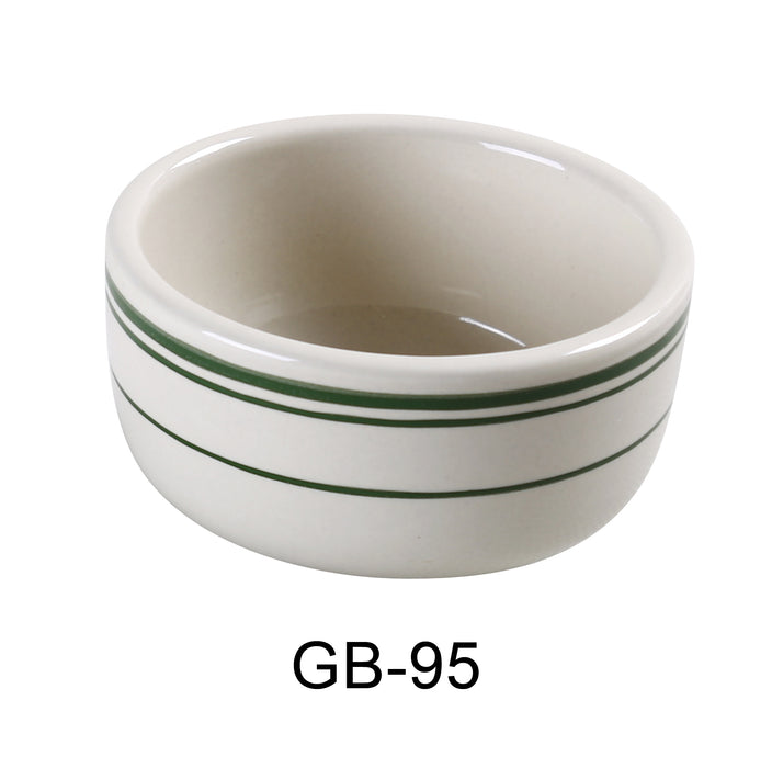 Yanco GB-95 Green Band Jung Bowl, Shape: Round, Color: White and Green, Material: China, Pack of 36