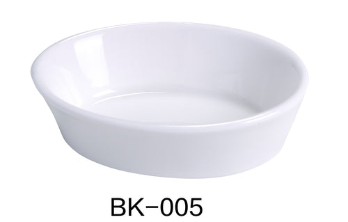 Yanco BK-005 Accessories 5 1/2" X 3 7/8" X 1 1/2" OVAL BAKING DISH 7 OZ BONE WHITE, Shape: Oval, Color: White, Material: China, Pack of 36