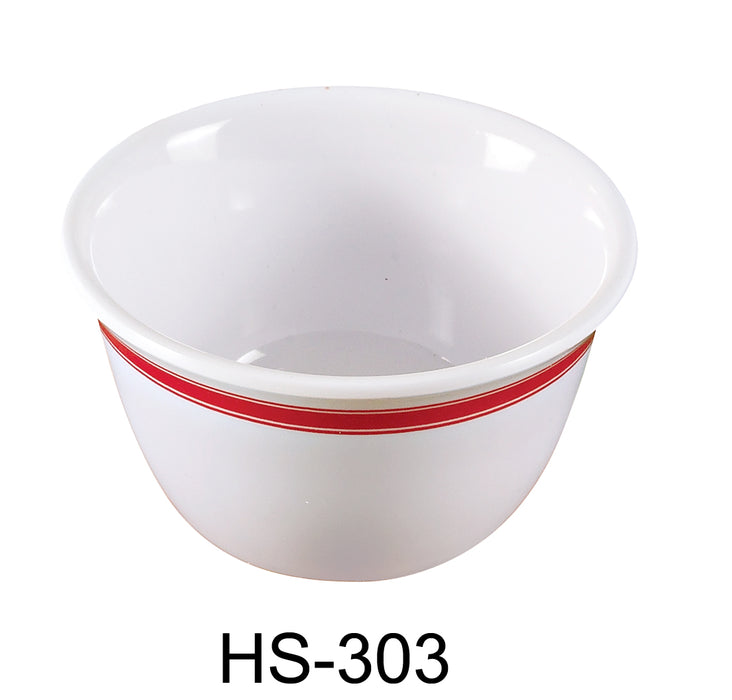 Yanco HS-303 Houston Bouillon Cup, Shape: Round, Color: White and Red, Material: Melamine, Pack of 48