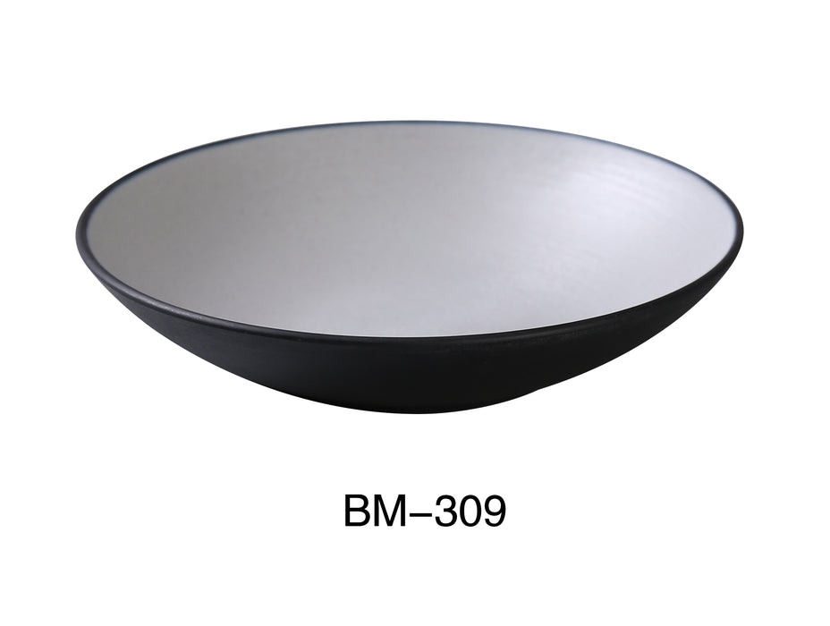 Yanco BM-309 Birmingham 9 1/2" X 2 1/2" SALAD / PASTA BOWL 30 OZ , Shape: Round, Color: Gray and Black, Material: Melamine, Pack of 24