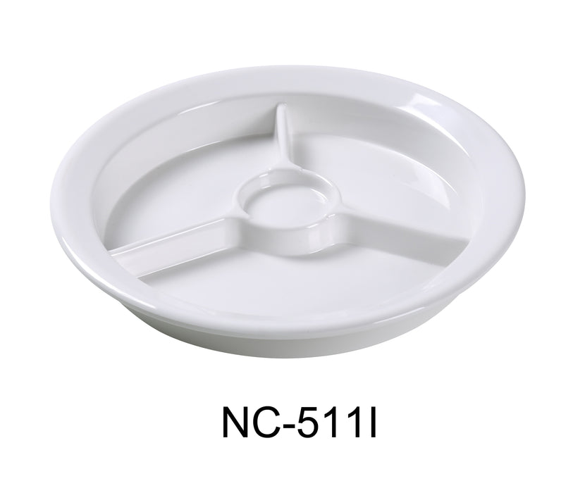 Yanco NC-511I Compartment Collection 3-Compartment Plate with Cup Holder, Melamine, Pack of 24 (2 Dz)