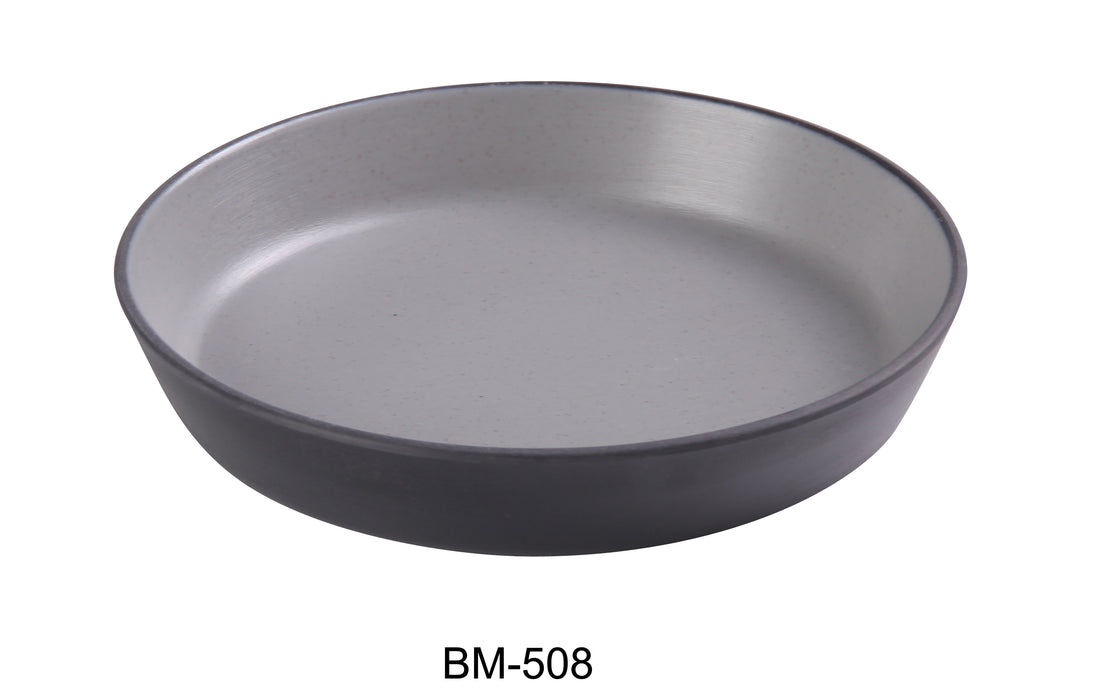 Yanco BM-508 Birmingham 8-1/2" X 1-3/4" DEEP DISH 24 OZ, Shape: Round, Color: Gray and Black, Material: Melamine, Pack of 24