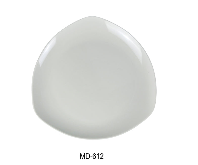 Yanco MD-612 Milando 12" Triangle Coupe Plate, Shape: Triangular, Color: White, Material: Melamine, Pack of 12