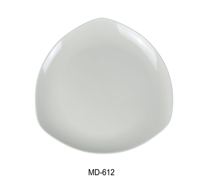 Yanco MD-612 Milando 12" Triangle Coupe Plate, Shape: Triangular, Color: White, Material: Melamine, Pack of 12