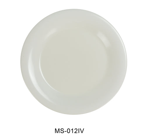 Yanco MS-012IV Mile Stone Wide Rim Round Plate, Shape: Round, Color: Ivory, Material: Melamine, Pack of 12