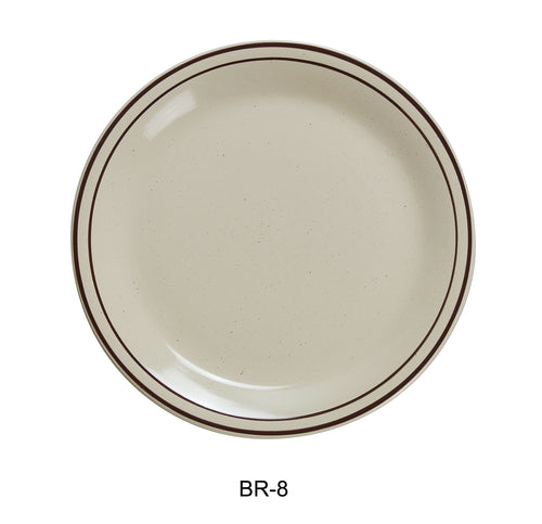 Yanco BR-8 Brown Speckled Plate, Shape: Round, Color: White and Brown, Material: China (2 DZ)