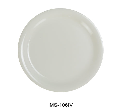 Yanco MS-106IV Mile Stone Narrow Rim Round Plate, Shape: Round, Color: Ivory, Material: Melamine, Pack of 48