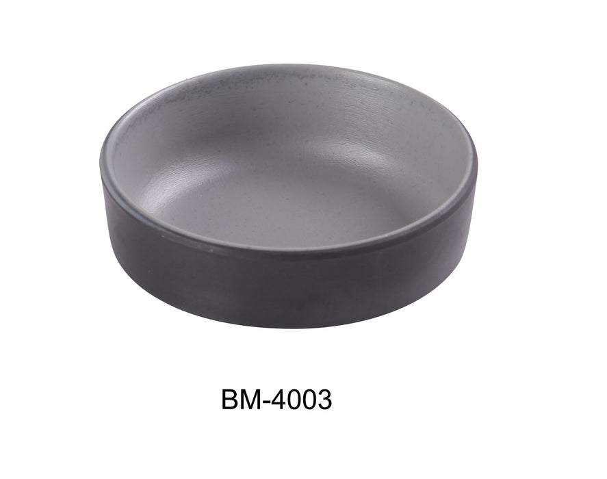 Yanco BM-4003 Birmingham 3" X 1" SAUCE DISH 2 OZ, Shape: Round, Color: Gray and Black, Material: Melamine, Pack of 72