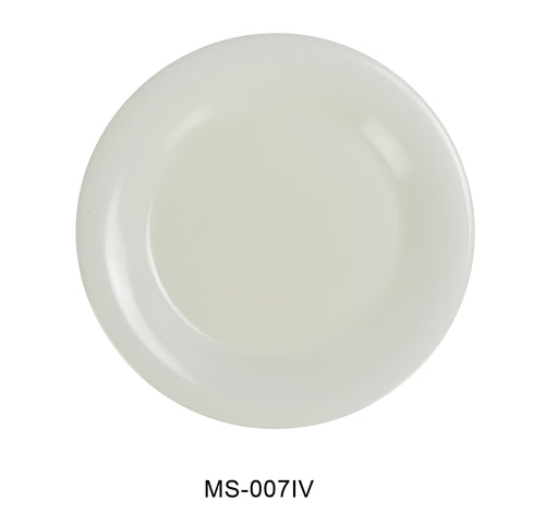 Yanco MS-007IV Mile Stone Wide Rim Round Plate, Shape: Round, Color: Ivory, Material: Melamine, Pack of 48