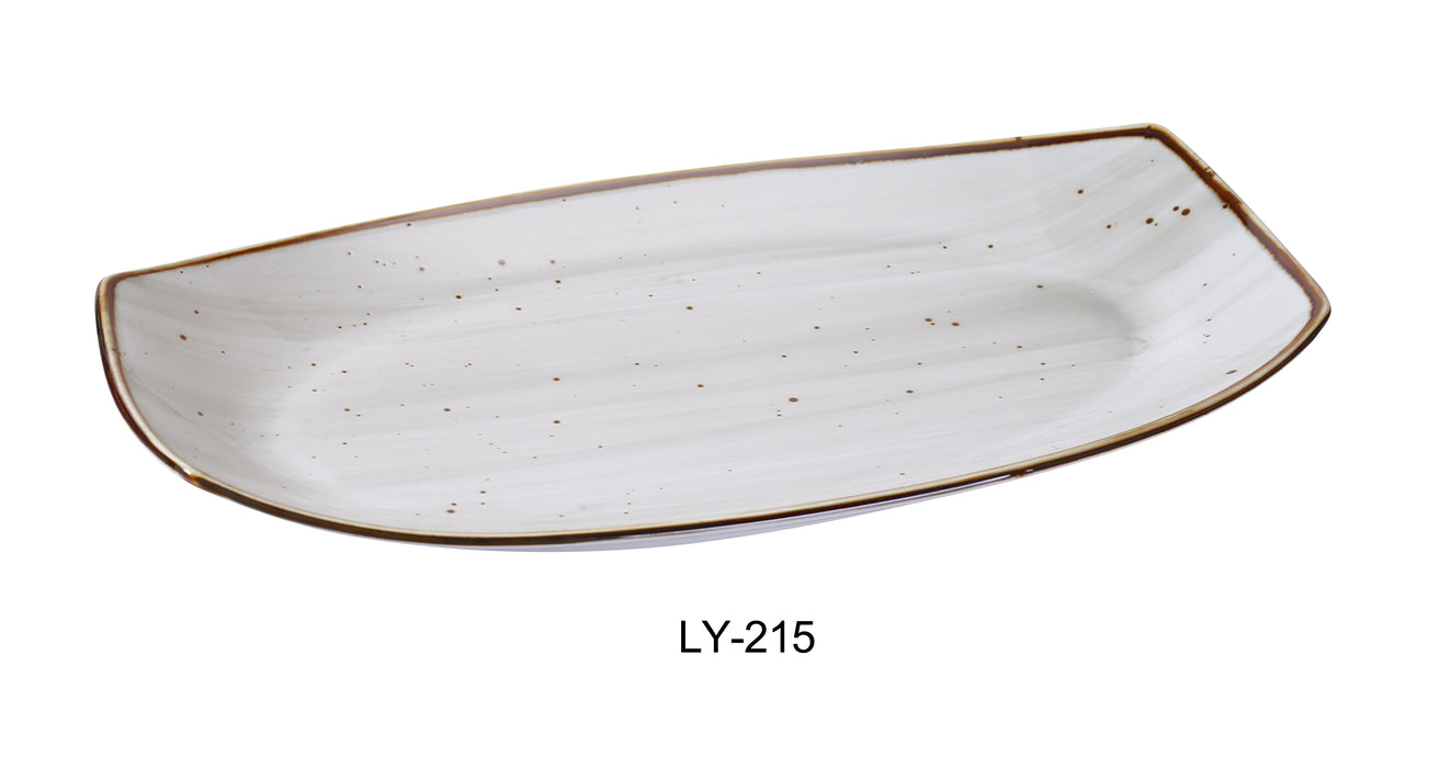 Yanco LY-215 Lyon Collection 15" Rectangular Plate, Shape: Rectangular, Color: Beige, Material: China, Pack of 12