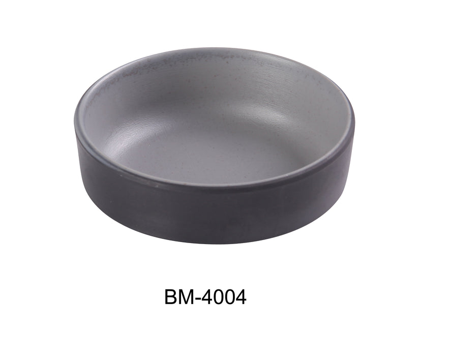 Yanco BM-4004 Birmingham 4" X 1-1/4" SAUCE DISH 4 OZ, Shape: Round, Color: Gray and Black, Material: Melamine, Pack of 72