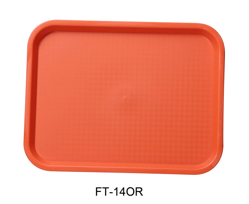 Yanco FT-14OR Serving Trays 14" X 10" FAST FOOD TRAY ORANGE, Shape: Rectangular, Color: Orange, Material: Plastic, Pack of 24