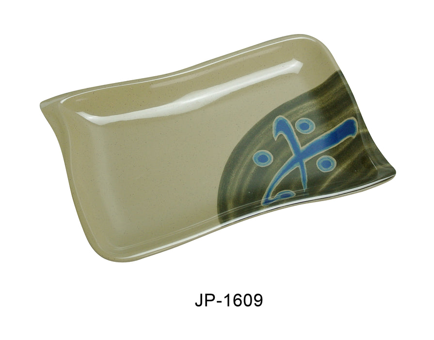 Yanco JP-1609 Japanese Rectangular Plate Wave Shape, Shape: Rectangular, Color: Sand, Material: Melamine, Pack of 48