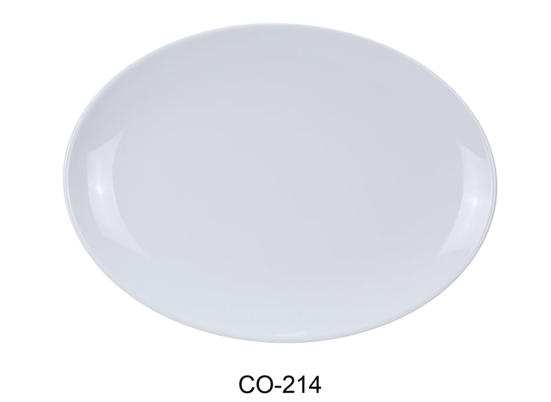Yanco CO-214 Coupe Pattern Oval Platter, Shape: Oval, Color: White, Material: Melamine, Pack of 12