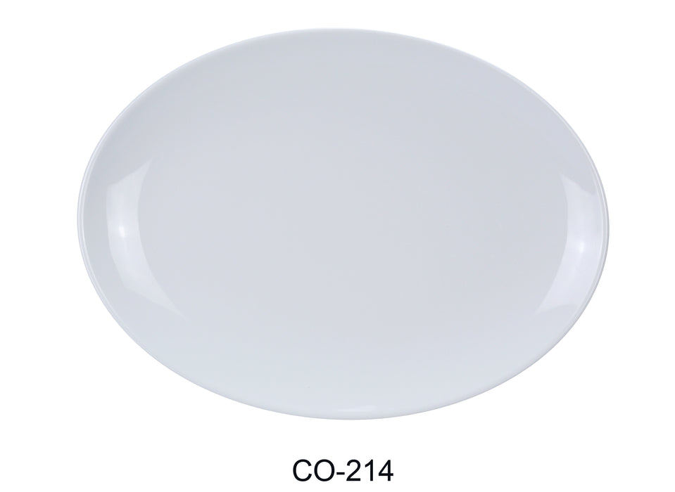 Yanco CO-214 Coupe Pattern Oval Platter, Shape: Oval, Color: White, Material: Melamine, Pack of 12