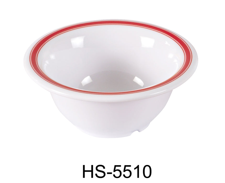 Yanco HS-5510 Houston Soup Bowl, Shape: Round, Color: White and Red, Material: Melamine, Pack of 48