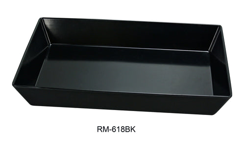 Yanco RM-618BK Rome Rectangular Deep Plate, Melamine, Pack of 6