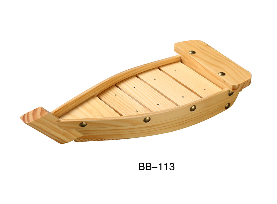 Yanco WS-113  13 1/4" X 5 3/4" X 2 1/4" WOODEN SUSHI BOAT, , Color: Tan, Material: Wood, Pack of 12