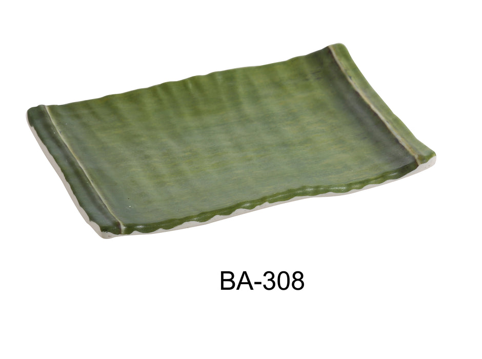 Yanco BA-308 Bamboo Style Rectangular Plate, Shape: Rectangular, Color: Green, Material: Melamine, Pack of 48