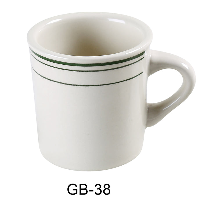 Yanco GB-38 Green Band Coffee/Tea Mug, , Color: White and Green, Material: China, Pack of 36