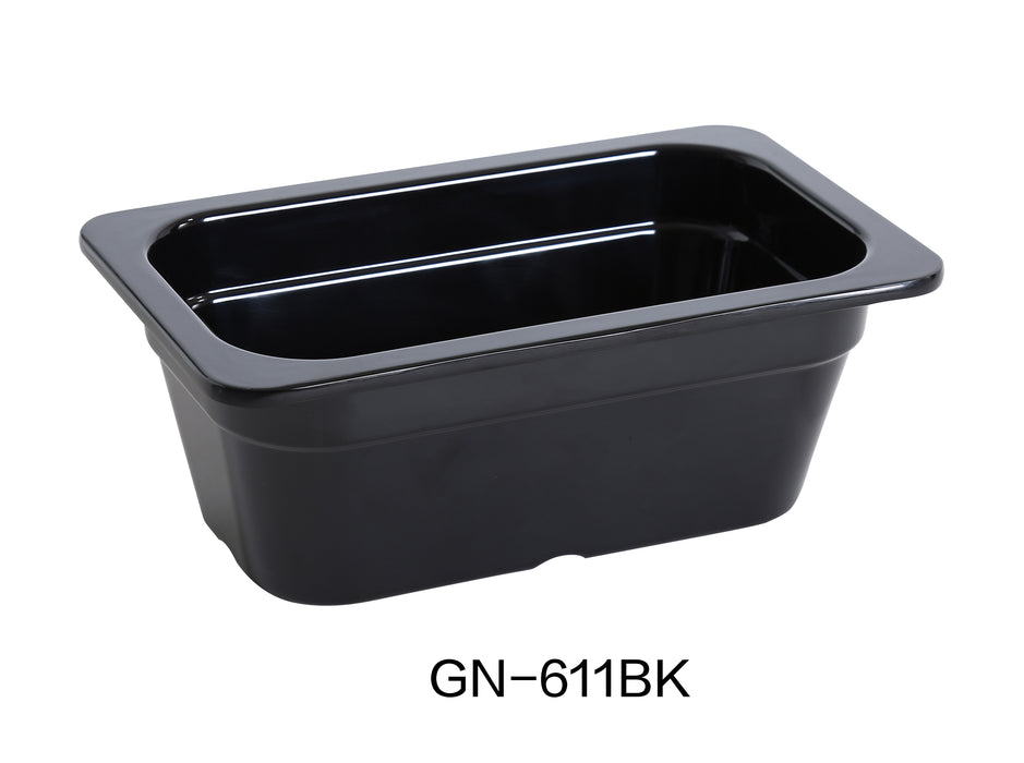 Yanco GN-611BK GN PAN 10.375" X 6.375" X 4" PAN, Shape: Rectangular, Color: Black, Material: Melamine, Pack of 6