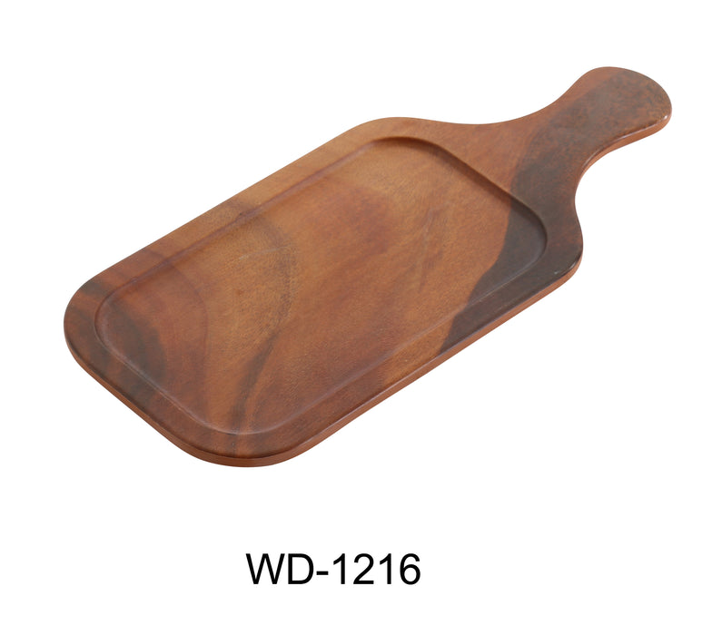 Yanco WD-1216 Wooden Tray 16" Rectangular Tray With Handle, Melamine, Pack of 24 (2 Dz)
