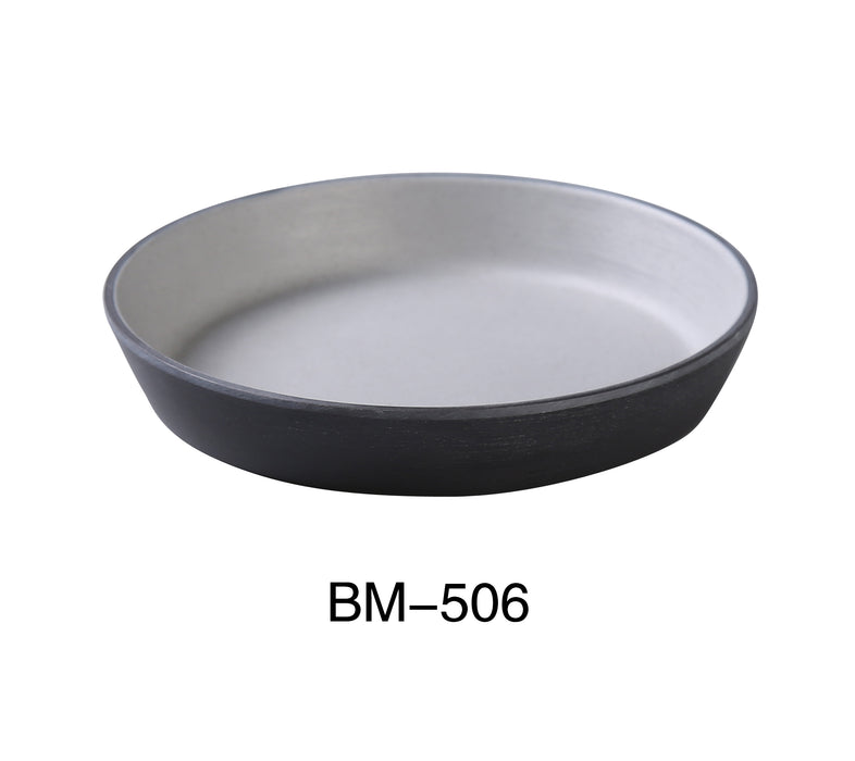 Yanco BM-506 Birmingham 6 1/2" X 1 1/4" DEEP DISH 12 OZ, Shape: Round, Color: Gray and Black, Material: Melamine, Pack of 48