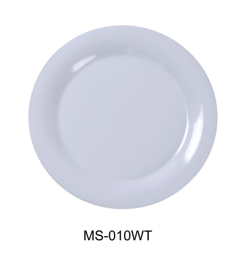 Yanco MS-010WT Mile Stone Wide Rim Round Plate, Shape: Round, Color: White, Material: Melamine, Pack of 24