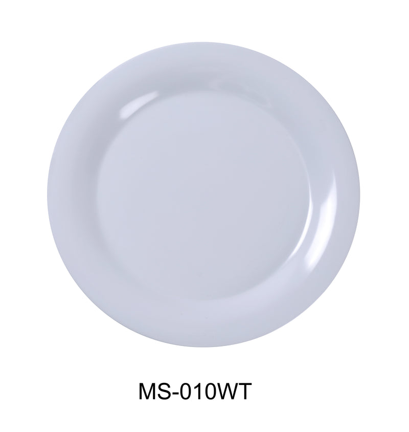 Yanco MS-010WT Mile Stone Wide Rim Round Plate, Shape: Round, Color: White, Material: Melamine, Pack of 24