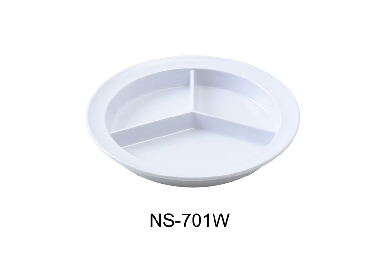 Yanco NS-701W Nessico Deep Compartment Plate, Shape: Round, Color: White, Material: Melamine, Pack of 24