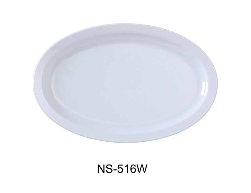 Yanco NS-516W Nessico Oval Platter with Narrow Rim, Shape: Oval, Color: White, Material: Melamine, Pack of 12