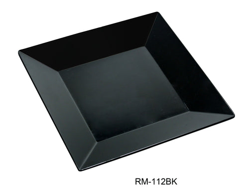 Yanco Rome RM-112BK Square Plate, Melamine, Pack of 12 (1 Dz)