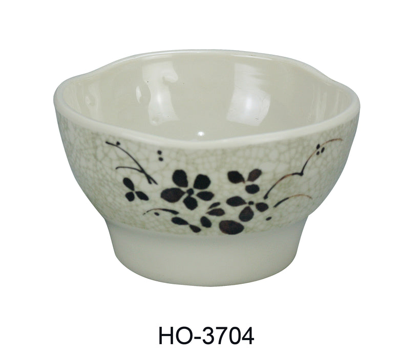 Yanco HO-3704 Honda Rice Bowl, Shape: Round, Color: Three-Tone Green, Brown, Beige, Material: Melamine, Pack of 72