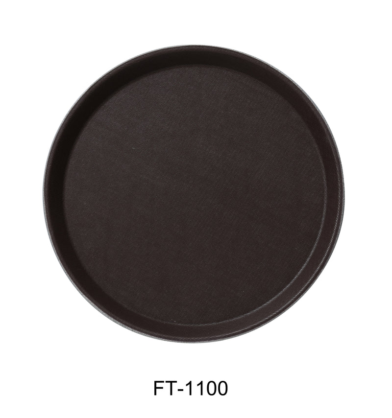 Yanco FT-1100 Serving Trays 11" ROUND TRAY FIBER GLASS BROWN, Shape: Round, Color: Brown, Material: Plastic, Pack of 24